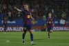 Barcelona's Dani Olmo celebrates his side's third goal during a Spanish La Liga soccer match between FC Barcelona and Getafe at the Johan Cruyff stadium in Barcelona, Spain, Sunday, Sept. 21, 2025. (AP Photo/Joan Monfort)