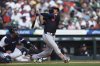Cleveland Guardians' Jose Ramírez celebrates his two-run home run against the Detroit Tigers during the seventh inning of a baseball game Thursday, Sept. 18, 2025, in Detroit. (AP Photo/Paul Sancya)