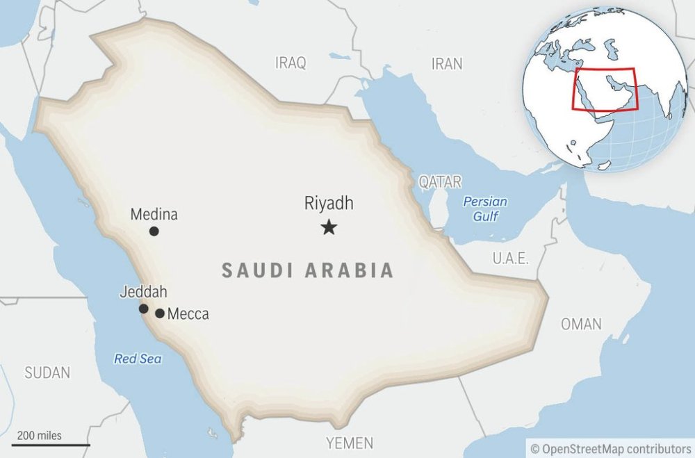 This is a locator map for Saudi Arabia with its capital, Riyadh. (AP Photo)
