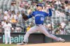 Kansas City Royals pitcher Cole Ragans throws to the Athletics during the first inning of a baseball game Sunday, Sept. 28, 2025, in West Sacramento, Calif. (AP Photo/Sara Nevis)