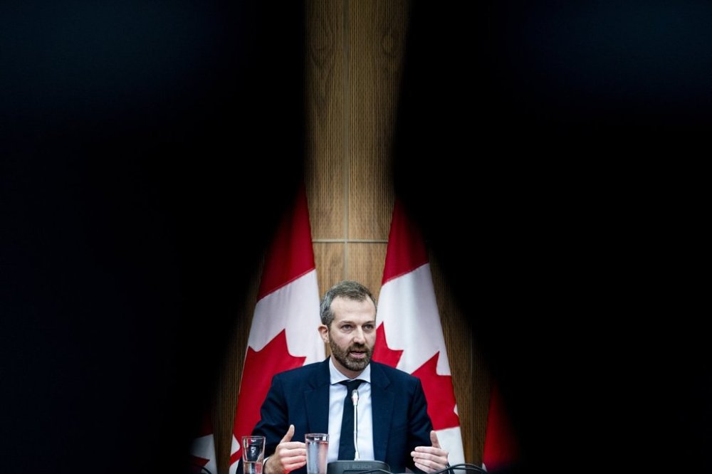 Minister of Government Transformation, Public Works and Procurement Joel Lightbound speaks during a press conference at the National Press Theatre in Ottawa, on Thursday, Sept. 25, 2025. THE CANADIAN PRESS/Spencer Colby