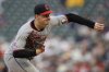 Cleveland Guardians pitcher Logan Allen (26) works against the Minnesota Twins in the first inning of the second baseball game of a doubleheader, Saturday, Sept. 20, 2025, in Minneapolis. (AP Photo/Mike Stewart)
