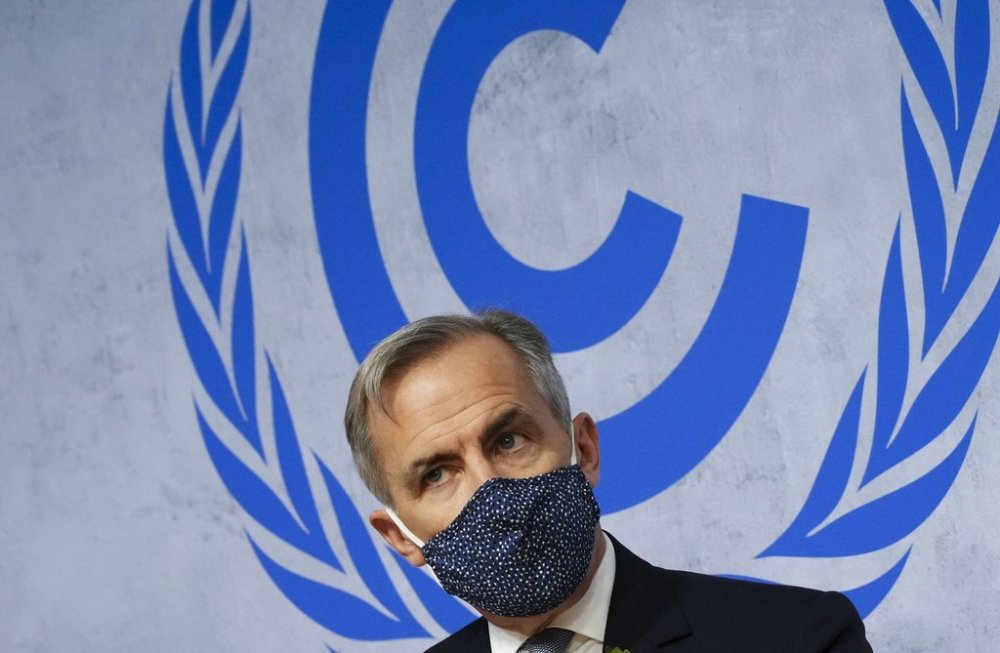 Mark Carney takes part in a panel discussion on carbon pricing at COP26 in Glasgow, Scotland on Tuesday, Nov. 2, 2021. THE CANADIAN PRESS/Sean Kilpatrick