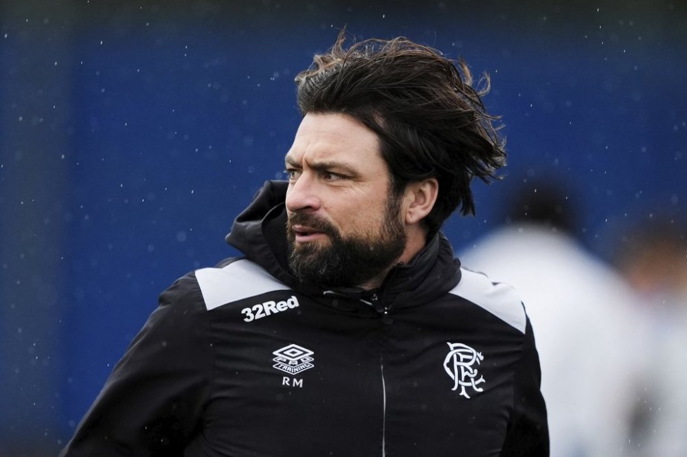 FILE - Rangers manager Russell Martin during a training session at Rangers Training Centre, Glasgow, Scotland, Wednesday, Oct. 1, 2025. (Andrew Milligan/PA via AP,File)