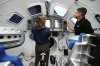 Jenni Gibbons, left, and mission specialist Jeremy Hansen, both Canadian Space Agency astronauts, work in the Orion mission simulator at Johnson Space Center on Friday, July 25, 2025, in Houston, ahead of the Artemis II mission. THE CANADIAN PRESS/AP-Ashley Landis