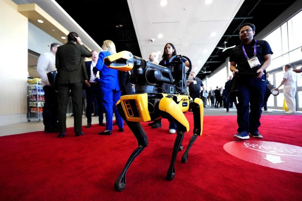 A Spot quadruped robot from Boston Dynamics is demonstrated at the Canadian Association of Defence and Security Industries annual defence industry trade show CANSEC, in Ottawa, on Wednesday, May 28, 2025. THE CANADIAN PRESS/Justin Tang