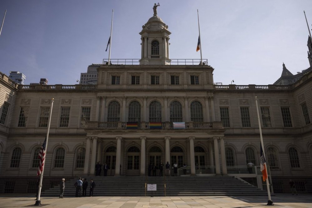 FILE - This Thursday, June 12, 2025 file photo shows New York's City Hall. (AP Photo/Yuki Iwamura)