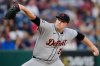 Detroit Tigers' Tarik Skubal pitches in the first inning of a baseball game against the Cleveland Guardians in Cleveland, Tuesday, Sept. 23, 2025. (AP Photo/Sue Ogrocki)