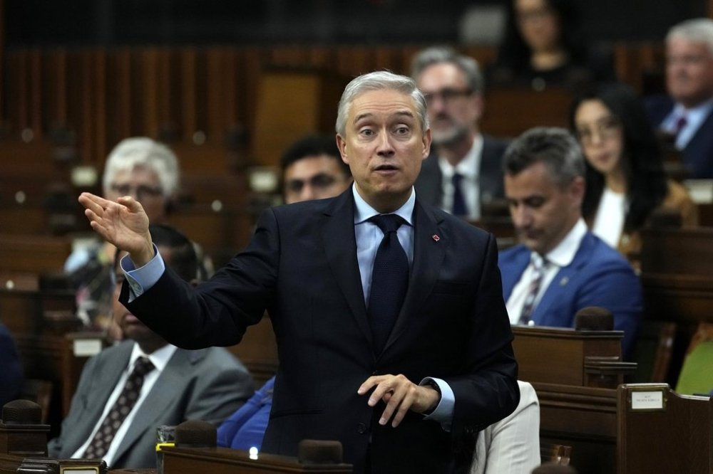 Minister of Finance and National Revenue Francois-Philippe Champagne rises during Question Period in the House of Commons on Parliament Hill in Ottawa on Friday, Sept. 26, 2025. THE CANADIAN PRESS/Justin Tang