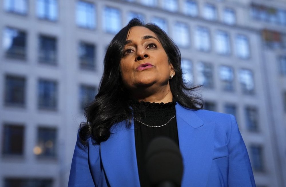Minister of Foreign Affairs Anita Anand delivers a statement in Brussels, Belgium on Sunday, June 22, 2025. THE CANADIAN PRESS/Sean Kilpatrick