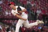 St. Louis Cardinals starting pitcher Michael McGreevy throws during the first inning of a baseball game against the Cincinnati Reds Tuesday, Sept. 16, 2025, in St. Louis. (AP Photo/Jeff Roberson)