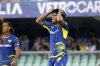 Verona's Gift Orban reacts during the Serie A soccer match between Hellas Verona and Cremonese at the Bentegodi Stadium in Verona, Italy, Monday, Sept. 15, 2025. (Paola Garbuio/LaPresse via AP)