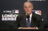 FILE - Major League Baseball commissioner Rob Manfred speaks during a news conference, June 29, 2019, in London. (AP Photo/Tim Ireland, file)