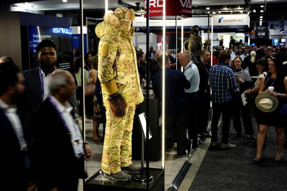 A cold weather outfit, including an Asgard parka and overalls, are seen at the Logistik Unicorp booth at the Canadian Association of Defence and Security Industries annual defence industry trade show CANSEC, in Ottawa on Wednesday, May 28, 2025. THE CANADIAN PRESS/Justin Tang