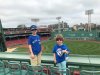Louis-Philippe Guy's children Alexandre, left, and Charlotte, both play baseball. They are shown in this handout photo taken in 2018 at Fenway Park stadium in Boston. THE CANADIAN PRESS/Handout - Louis-Philippe Guy (Mandatory Credit)