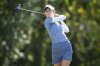 Nelly Korda drives the ball on the eighth hole during the first round of the Kroger Queen City Championship golf tournament, Thursday, Sept. 11, 2025, at TPC River's Bend in Cincinnati. (AP Photo/Tanner Pearson)