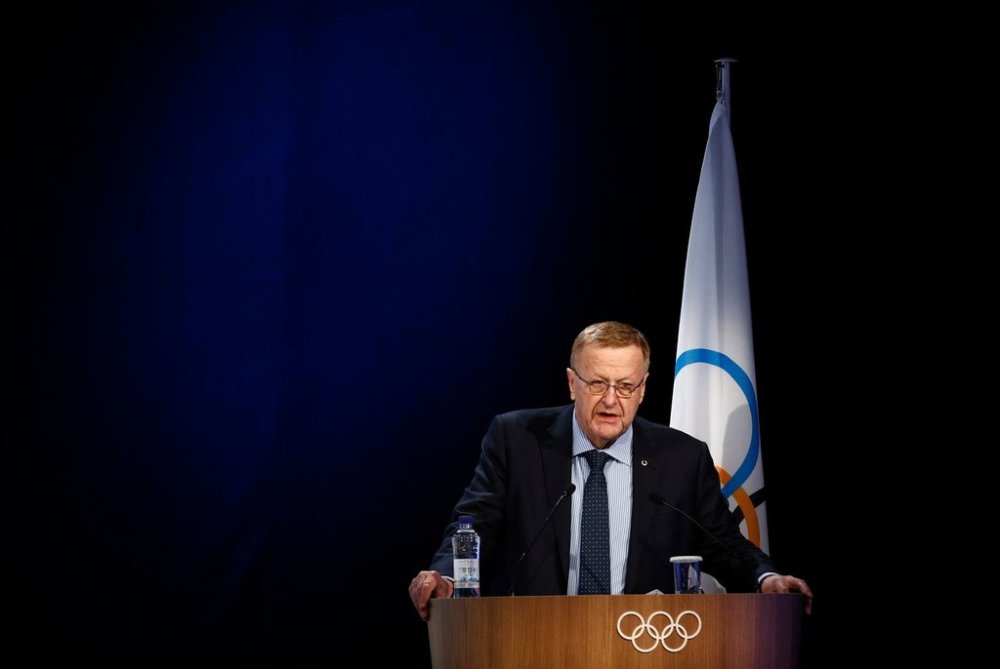 FILE - International Olympic Committee member and Court of Arbitration for Sport president John Coates delivers a report on the Tokyo 2020 Summer Olympics during the 132nd IOC Session prior to the 2018 Winter Olympics in Pyeongchang, South Korea, Wednesday, Feb. 7, 2018. (AP Photo/Patrick Semansky, File)