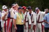 Europe's Francisco Molinari poses with fans on the 14th hole during a practice round for the Ryder Cup golf tournament, Wednesday, Sept. 24, 2025, on the Bethpage Black golf course, in Farmingdale, N.Y. (AP Photo/Matt Slocum)