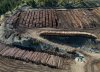 Logs are seen stacked at Gorman Brothers Lumber sawmill in West Kelowna, B.C., on Friday, April 4, 2025. THE CANADIAN PRESS/Darryl Dyck