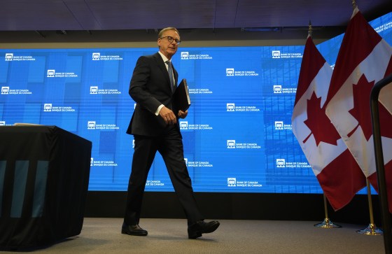 Bank of Canada governor Tiff Macklem announces a quarter-point cut, to 2.5 per cent, in the overnight lending rate Wednesday. (Adrian Wyld / The Canadian Press)