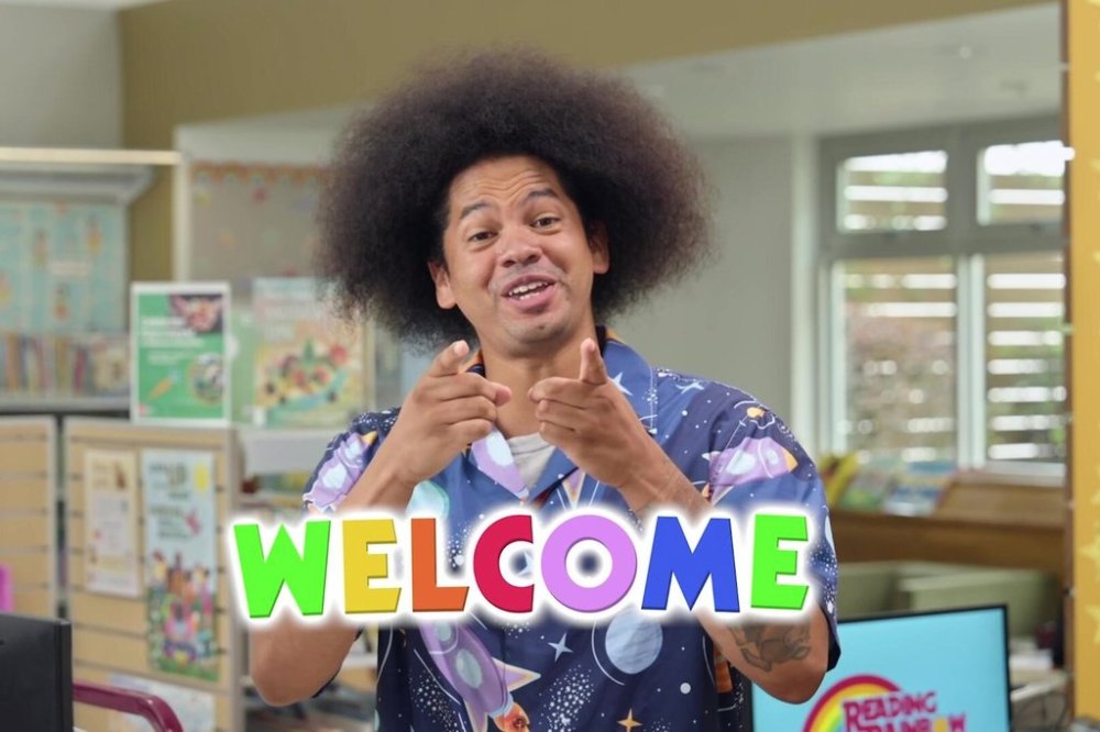 This image released by Embassy Row shows literacy advocate Mychal Threets, host of the children’s series “Reading Rainbow” on the KidZuko YouTube channel. (Embassy Row via AP)