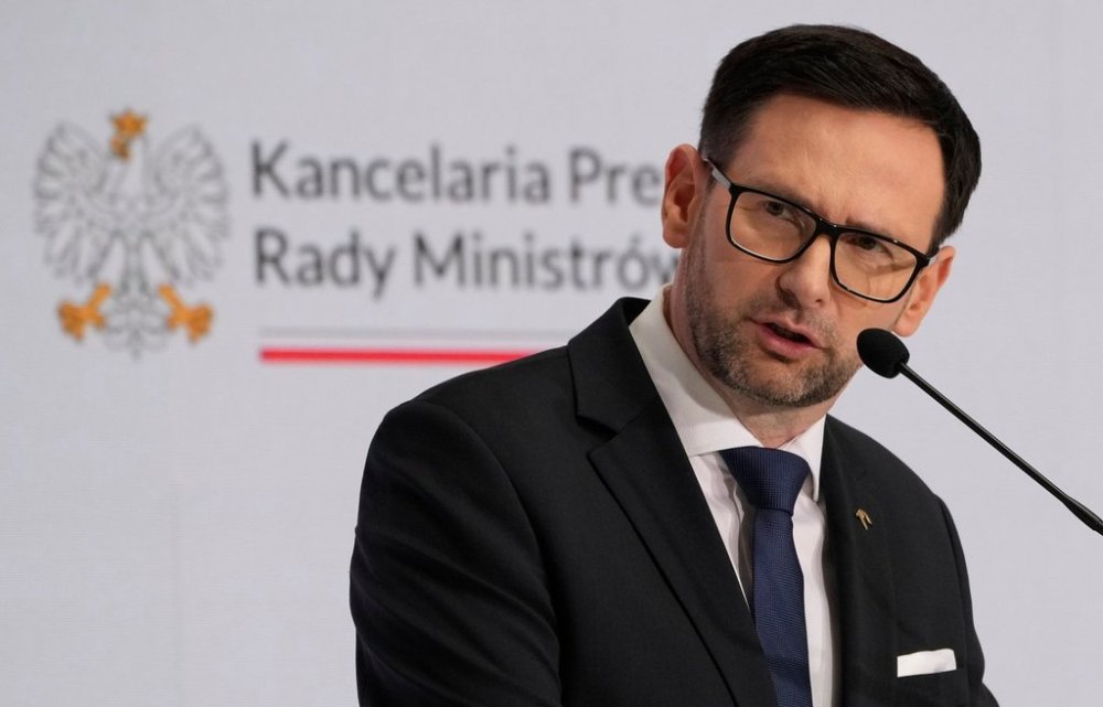 FILE - Daniel Obajtek, head of Poland's energy giant PKN ORLEN, speaks at a news conference in Warsaw, Poland, April 17, 2023. (AP Photo/Czarek Sokolowski, File)