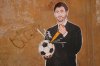 FILE - A mural depicting Juventus president Andrea Agnelli making a hole in a football with a knife, appeared in Rome, on April 22, 2021. (AP Photo/Andrew Medichini, File)