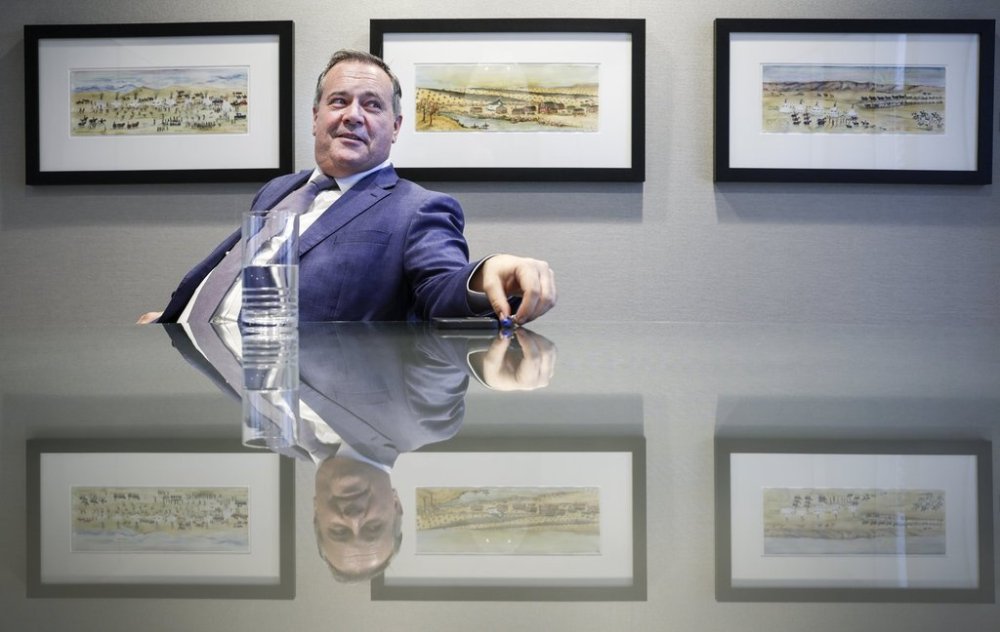 Former Alberta premier Jason Kenney speaks during an interview in Calgary, Thursday, Sept. 11, 2025. THE CANADIAN PRESS/Jeff McIntosh