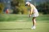 Charley Hull, of England, putts on the 18th green during the first round of the Kroger Queen City Championship golf tournament, Thursday, Sept. 11, 2025, at TPC River's Bend in Cincinnati. (AP Photo/Tanner Pearson)