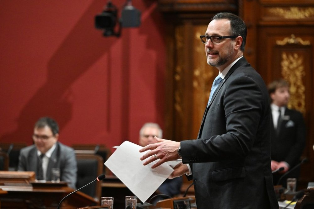 Quebec French-language Minister Jean-François Roberge speaks at the legislature in Quebec City, Thursday, April 3, 2025. THE CANADIAN PRESS/Jacques Boissinot