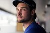 Toronto Blue Jays' Trey Yesavage talks to members of the media ahead of MLB baseball action against Baltimore Orioles in Toronto on Sunday, Sept. 14, 2025. THE CANADIAN PRESS/Chris Young