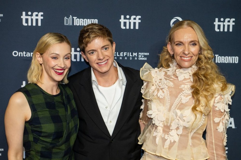 Sarah Gadon, left to right, Mae Martin and Toni Collette arrive on the red carpet for