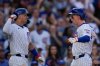 Chicago Cubs Pete Crow-Armstrong, right, celebrates his home run with Seiya Suzuki (27) during the eighth inning of a baseball game against the St. Louis Cardinals, Saturday, Sept. 27, 2025, in Chicago. (AP Photo/Erin Hooley)