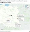 This map shows the location of four villages in Poland where remnants of Russian drones have reportedly been found. (AP Digital Embed)
