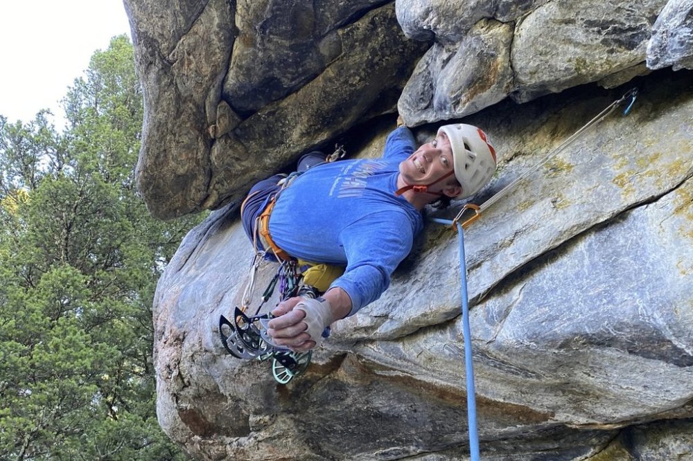 This photo courtesy of Dylan Miller shows Alaskan climber Balin Miller climbing the route