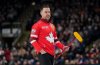 Canada skip Brad Gushue watches his shot while playing Team Manitoba-Dunstone during the playoffs at the Montana's Brier in Kelowna, B.C., on March 8, 2025. THE CANADIAN PRESS/Darryl Dyck