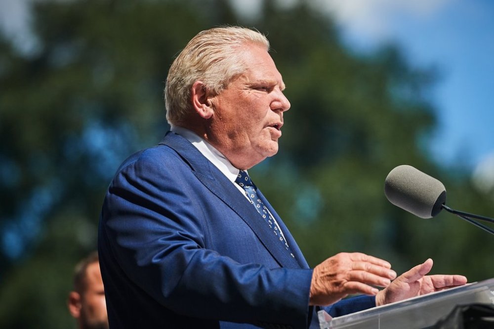 Ontario Premier Doug Ford speaks at a press conference in Kitchener, Ont., on Tuesday, Sept. 2, 2025. THE CANADIAN PRESS/Sammy Kogan