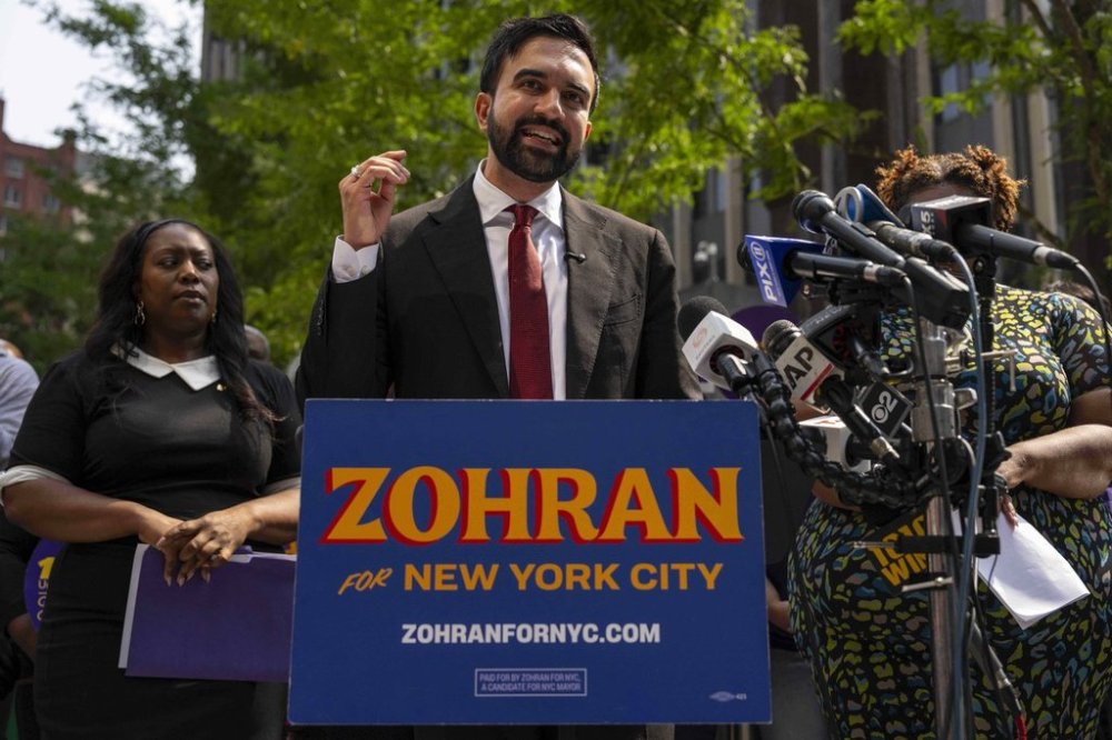 FILE - New York City Democratic mayoral candidate Zohran Mamdani speaks during a press conference outside the Jacob K. Javits federal building Thursday, Aug. 7, 2025, in New York. (AP Photo/Yuki Iwamura, file)