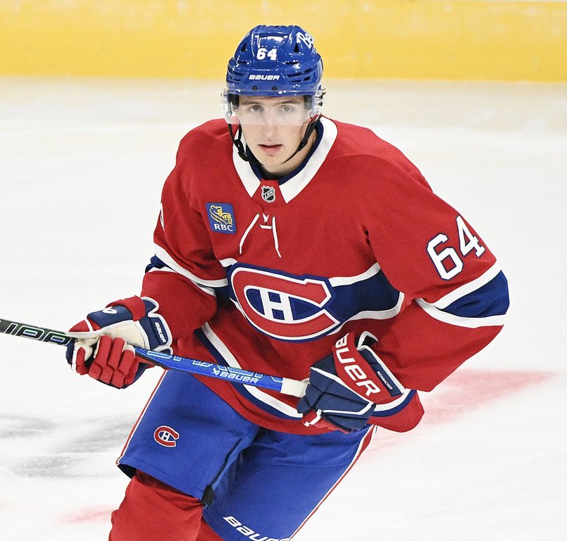 Montreal Canadiens' David Reinbacher skates before first period NHL hockey Prospect Showdown action against the Toronto Maple Leafs in Montreal, Sunday, Sept. 14, 2025. THE CANADIAN PRESS/Graham Hughes