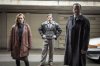 This image released by PBS Masterpiece shows Charlotte Spencer, from left, Emun Elliott, and Hugh Bonneville in a scene from 