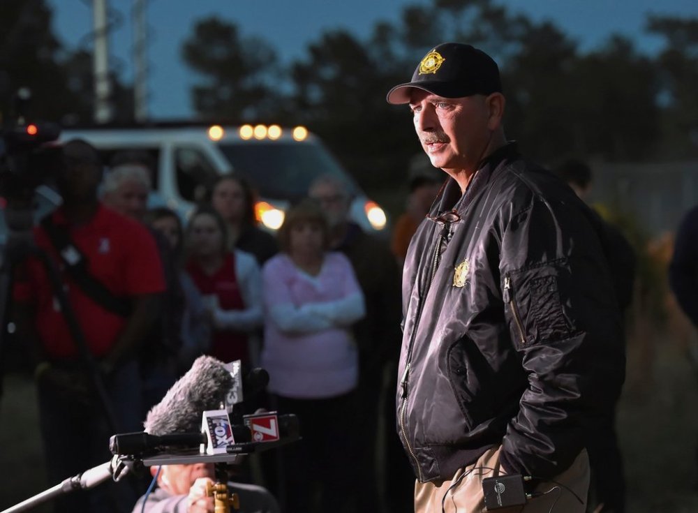 FILE - Spartanburg Sheriff Chuck Wright speaks during a news conference in Woodruff, S.C., Sunday, Nov. 6, 2016. (AP Photo/Richard Shiro, File)