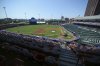 Fan cut-outs fill seats of the upper level of Sahlen Field as the Toronto Blue Jays and Houston Astros warm up before a baseball game in Buffalo, N.Y., on Sunday, June 6, 2021. (AP Photo/Joshua Bessex)