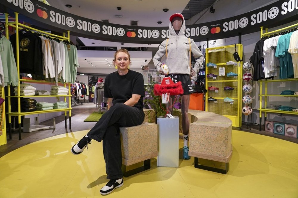 Laura Youngson, CEO of IDA Sports, poses for photographs at a store in Regent Street, in London, Thursday, Sept. 18, 2025. (AP Photo/Alberto Pezzali)