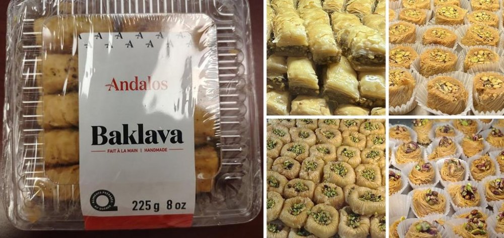 The Canadian Food Inspection Agency issued a recall notice in August 2025 for some Andalos brand baklava pastries containing pistachios. THE CANADIAN PRESS/Handout - Canadian Food Inspection Agency (Mandatory Credit)