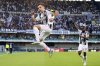 Juventus' Francisco Conceicao scoring a goal during the Serie A soccer match between Hellas Verona and Juventus at the Bentegodi Stadium in Verona, Italy, Saturday, Sept. 20, 2025.(Paola Garbuioi/LaPresse via AP)