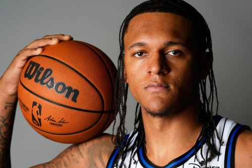 Orlando Magic forward Paolo Banchero poses for a photo during the NBA basketball team's Media Day, Monday, Sept. 29, 2025, in Orlando, Fla. (AP Photo/John Raoux)