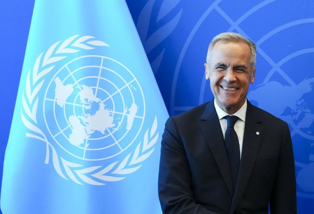 Prime Minister Mark Carney meets with Antonio Guterres, secretary-general of the United Nations, in the Secretariat Building at United Nations Headquarters in New York on Sunday, Sept. 21, 2025. THE CANADIAN PRESS/Sean Kilpatrick
