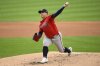 Atlanta Braves starting pitcher José Suarez throws during the second inning of the first baseball game of a doubleheader, Tuesday, Sept. 16, 2025, in Washington. (AP Photo/Nick Wass)
