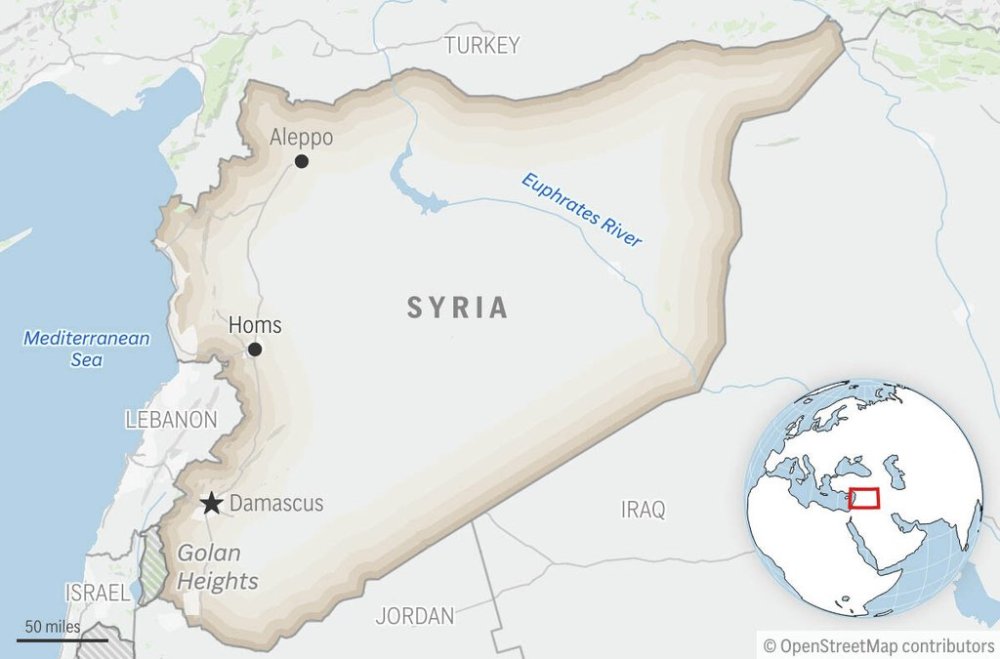 This is a locator map for Syria with its capital, Damascus. (AP Photo)