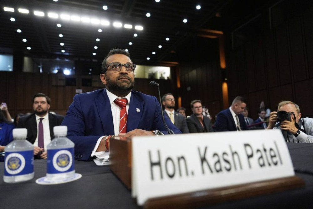 FBI Director Kash Patel appears before the Senate Judiciary Committee for his first oversight hearing, Tuesday, Sept. 16, 2025, at the Capitol in Washington. (AP Photo/Julia Demaree Nikhinson)